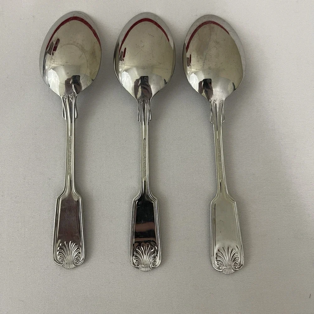 3 Towle London Shell Stainless Satin‎ Soup Spoons  18/10